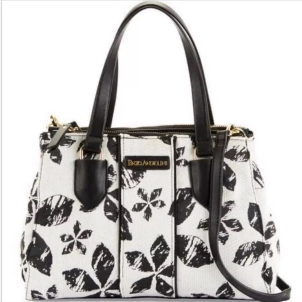 Enzo Angiolini Black and White Crossbody Bag with Artistic Design
